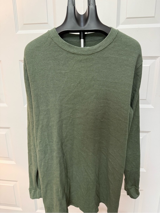 kingsize Other - Men's Olive Green Waffle Knit Long-Sleeve Crew